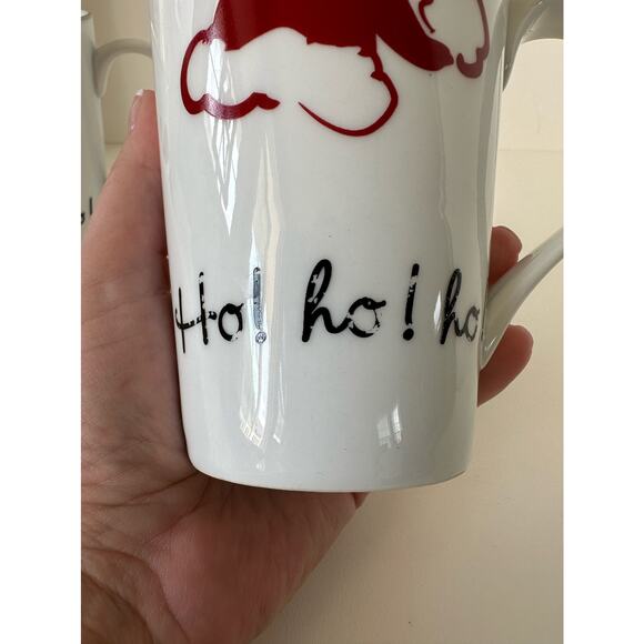 Vintage St Nicholas Square mugs, Santa, HoHoHo, Fa-la-la-la coffee, set of 2 - Picture 7 of 8